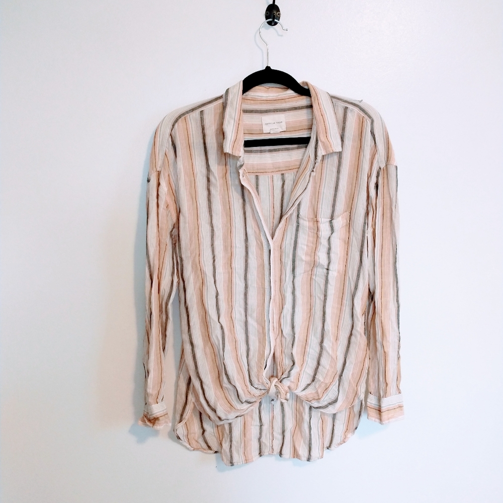 Striped long sleeve top with draped front american eagle size small. Oversized f